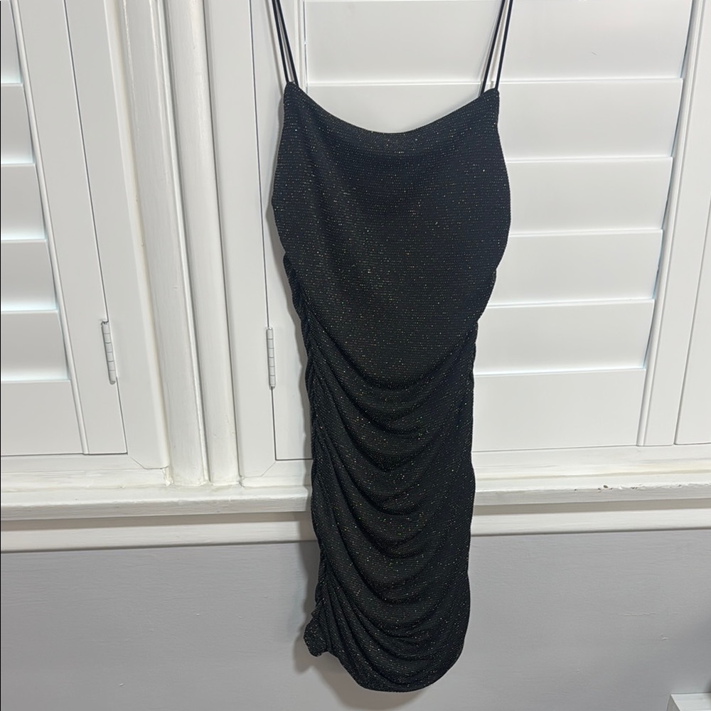 Princess Polly Black Asymmetrical Ruched Midi Dress